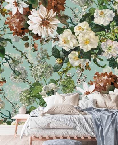 mural de parede floral chamado Midnight Garden XIII de Burcu Korkmazyurek para salões e quartos mural de parede floral chamado Midnight Garden XIII de Burcu Korkmazyurek para salões e quartos