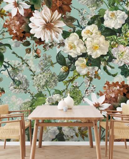 mural de parede floral chamado Midnight Garden XIII de Burcu Korkmazyurek para salões e quartos mural de parede floral chamado Midnight Garden XIII de Burcu Korkmazyurek para salões e quartos