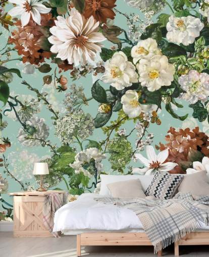 fresque murale florale intitulée Midnight Garden XIII de Burcu Korkmazyurek pour les salons et les chambres fresque murale florale intitulée Midnight Garden XIII de Burcu Korkmazyurek pour les salons et les chambres