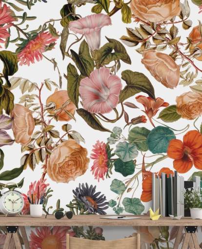 floral wallpaper mural called Romantic Garden by Burcu Korkmazyurek for living rooms and bedrooms