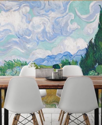 murale d'arte chiamato A Wheatfield with Cypresses di Vincent Van Gogh per camere da letto e salotti