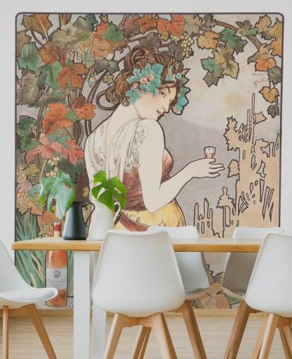 art nouveau veggmaleri kalt Cognac Bisquit av Alphonse Mucha for stuer og soverom