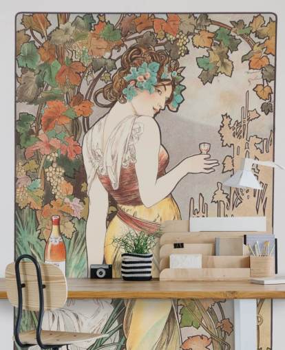 art nouveau vægmaleri kaldet Cognac Bisquit af Alphonse Mucha til stuer og soveværelser art nouveau vægmaleri kaldet Cognac Bisquit af Alphonse Mucha til stuer og soveværelser