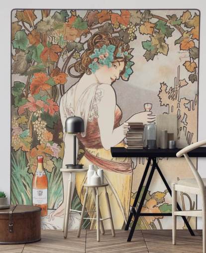 art nouveau wall mural called Cognac Bisquit by Alphonse Mucha for living rooms and bedrooms art nouveau wall mural called Cognac Bisquit by Alphonse Mucha for living rooms and bedrooms