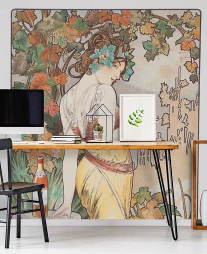 Jugendstil-Wandbild namens Cognac Bisquit von Alphonse Mucha für Wohn- und Schlafzimmer