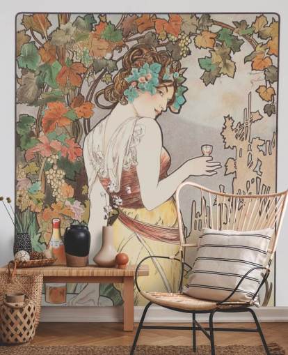 art nouveau veggmaleri kalt Cognac Bisquit av Alphonse Mucha for stuer og soverom