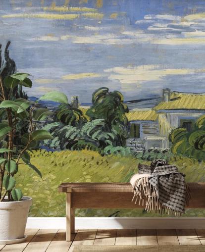 carta da parati fine art chiamata Landscape with Green Corn di Vincent van Gogh per camere da letto, salotti e uffici domestici carta da parati fine art chiamata Landscape with Green Corn di Vincent van Gogh per camere da letto, salotti e uffici domestici