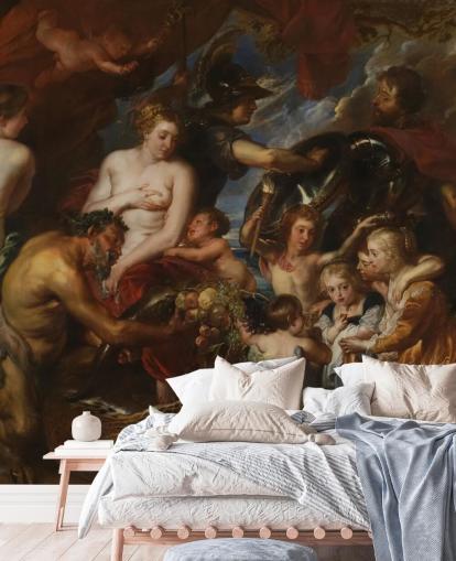 kunsttapet vægmaleri kaldet Minerva Protects Pax from Mars af Peter Paul Rubens til hjem og virksomheder