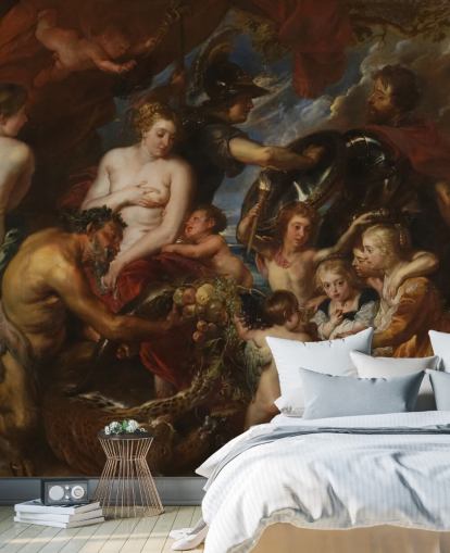 kunstbehangmuurschildering genaamd Minerva Protects Pax from Mars van Peter Paul Rubens voor woningen en bedrijven