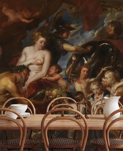 carta da parati artistica chiamata Minerva Protegts Pax from Mars di Peter Paul Rubens per case e aziende