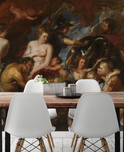 kunstbehangmuurschildering genaamd Minerva Protects Pax from Mars van Peter Paul Rubens voor woningen en bedrijven