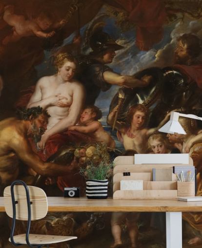 Kunsttapete mit dem Titel Minerva Protects Pax from Mars von Peter Paul Rubens für Privathaushalte und Unternehmen Kunsttapete mit dem Titel Minerva Protects Pax from Mars von Peter Paul Rubens für Privathaushalte und Unternehmen