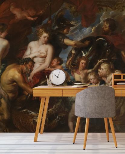 papier peint d'art intitulé Minerva Protects Pax from Mars par Peter Paul Rubens pour les particuliers et les entreprises