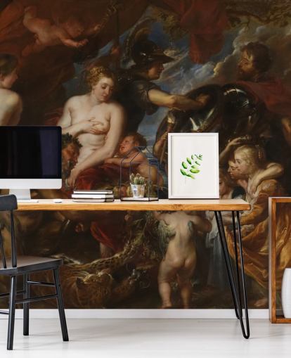 kunstbehangmuurschildering genaamd Minerva Protects Pax from Mars van Peter Paul Rubens voor woningen en bedrijven