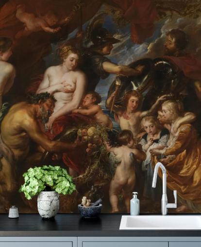 art wallpaper mural called Minerva Protects Pax from Mars by Peter Paul Rubens for homes and businesses