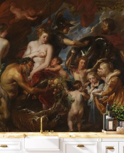 art wallpaper mural called Minerva Protects Pax from Mars by Peter Paul Rubens for homes and businesses