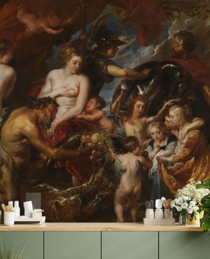 art wallpaper mural called Minerva Protects Pax from Mars by Peter Paul Rubens for homes and businesses