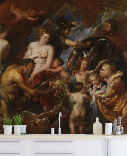art wallpaper mural called Minerva Protects Pax from Mars by Peter Paul Rubens for homes and businesses
