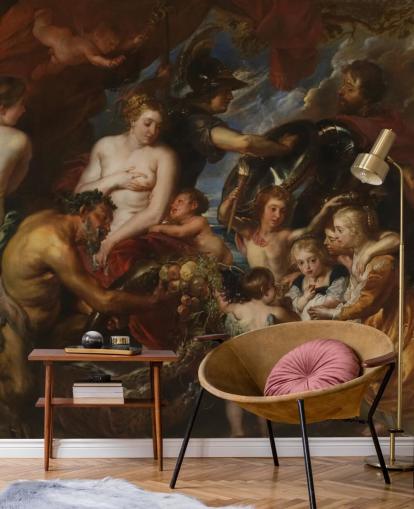 kunstbehangmuurschildering genaamd Minerva Protects Pax from Mars van Peter Paul Rubens voor woningen en bedrijven