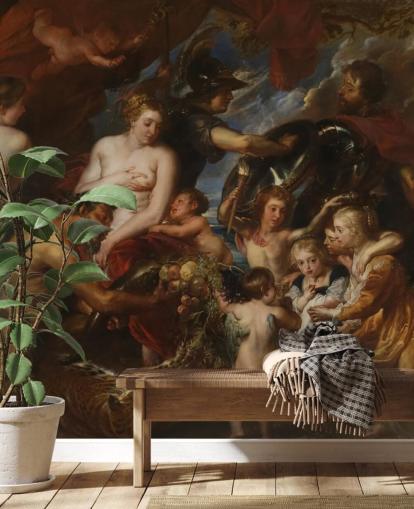 papier peint d'art intitulé Minerva Protects Pax from Mars par Peter Paul Rubens pour les particuliers et les entreprises