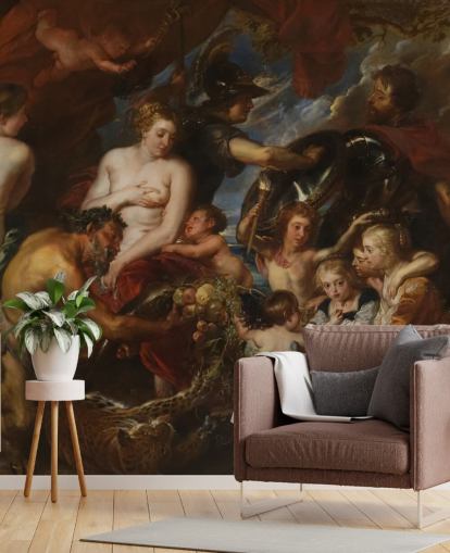 kunsttapet vægmaleri kaldet Minerva Protects Pax from Mars af Peter Paul Rubens til hjem og virksomheder