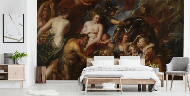 kunsttapet vægmaleri kaldet Minerva Protects Pax from Mars af Peter Paul Rubens til hjem og virksomheder