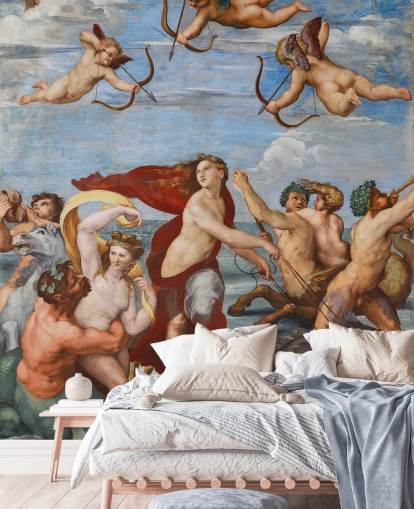 mural de papel pintado de bellas artes llamado El triunfo de Galatea de Rafael para comedores, oficinas y espacios religiosos