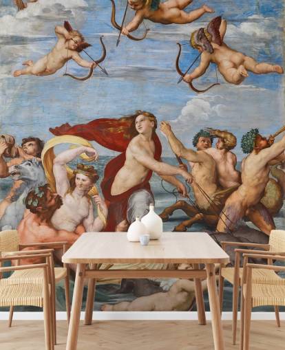mural de papel pintado de bellas artes llamado El triunfo de Galatea de Rafael para comedores, oficinas y espacios religiosos mural de papel pintado de bellas artes llamado El triunfo de Galatea de Rafael para comedores, oficinas y espacios religiosos