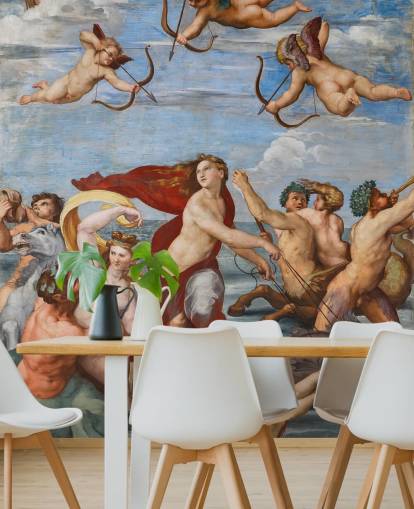 fine art wallpaper mural called The Triumph of Galatea by Raphael for dining rooms, offices and religious spaces fine art wallpaper mural called The Triumph of Galatea by Raphael for dining rooms, offices and religious spaces