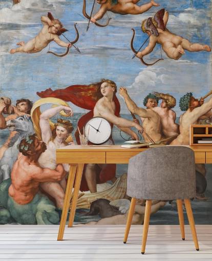 kunsttapet vægmaleri kaldet The Triumph of Galatea af Raphael til spisestuer, kontorer og religiøse rum