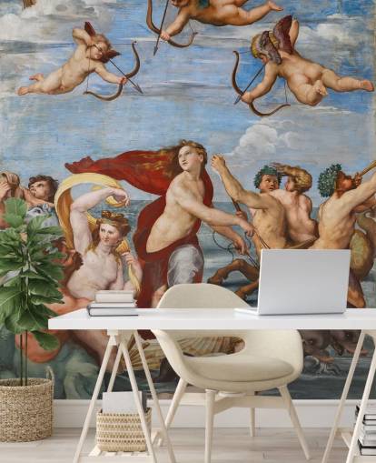 mural de papel pintado de bellas artes llamado El triunfo de Galatea de Rafael para comedores, oficinas y espacios religiosos mural de papel pintado de bellas artes llamado El triunfo de Galatea de Rafael para comedores, oficinas y espacios religiosos