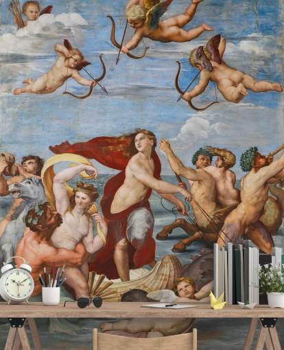 mural de papel pintado de bellas artes llamado El triunfo de Galatea de Rafael para comedores, oficinas y espacios religiosos