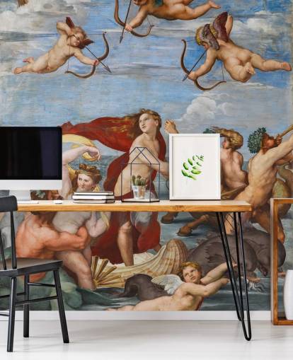 kunsttapet vægmaleri kaldet The Triumph of Galatea af Raphael til spisestuer, kontorer og religiøse rum