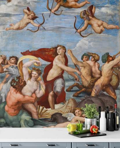 mural de papel de parede de belas artes chamado The Triumph of Galatea, de Raphael, para salas de jantar, escritórios e espaços religiosos mural de papel de parede de belas artes chamado The Triumph of Galatea, de Raphael, para salas de jantar, escritórios e espaços religiosos