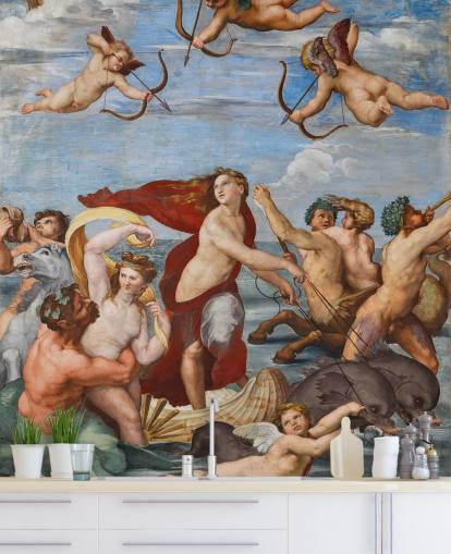 konsttapet väggmålning kallad The Triumph of Galatea av Raphael för matsalar, kontor och religiösa utrymmen