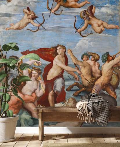 fine art wallpaper mural called The Triumph of Galatea by Raphael for dining rooms, offices and religious spaces fine art wallpaper mural called The Triumph of Galatea by Raphael for dining rooms, offices and religious spaces