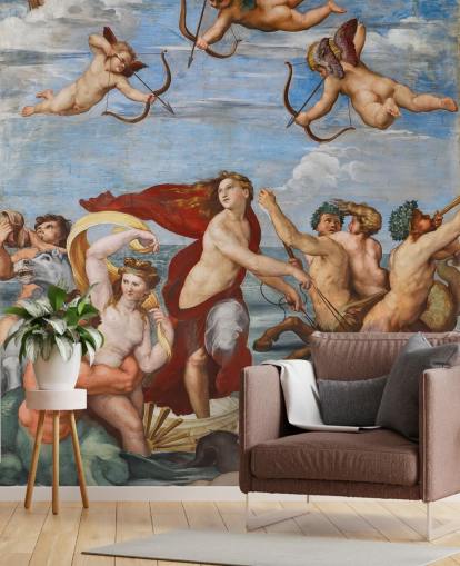 fine art wallpaper mural called The Triumph of Galatea by Raphael for dining rooms, offices and religious spaces fine art wallpaper mural called The Triumph of Galatea by Raphael for dining rooms, offices and religious spaces