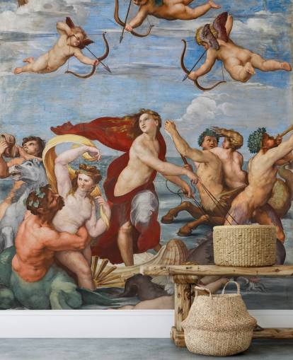 Kunsttapete mit dem Titel The Triumph of Galatea von Raphael für Esszimmer, Büros und religiöse Räume