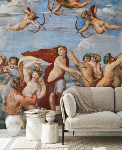kunsttapet vægmaleri kaldet The Triumph of Galatea af Raphael til spisestuer, kontorer og religiøse rum kunsttapet vægmaleri kaldet The Triumph of Galatea af Raphael til spisestuer, kontorer og religiøse rum