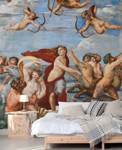 fine art wallpaper mural called The Triumph of Galatea by Raphael for dining rooms, offices and religious spaces fine art wallpaper mural called The Triumph of Galatea by Raphael for dining rooms, offices and religious spaces