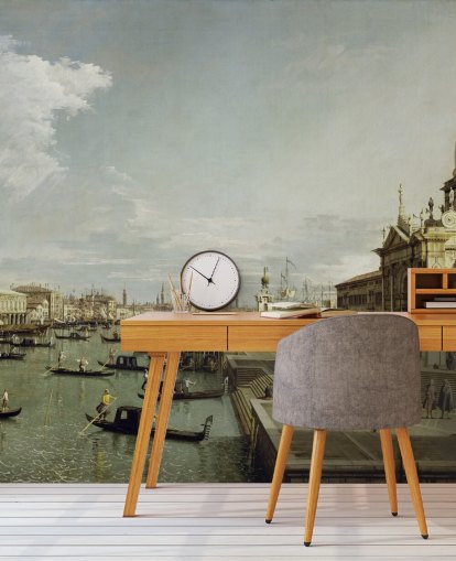 mural de papel de parede de belas artes chamado Grande Canal (Igreja do Santíssimo Sacramento) de Canaletto