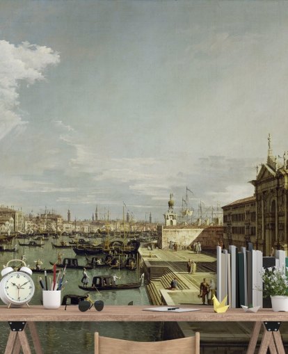 Kunsttapete mit dem Titel Canal Grande (Kirche des Allerheiligsten Sakraments) von Canaletto