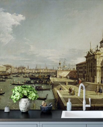 fine art wallpaper mural called Grand Canal (Church of the Blessed Sacrament) by Canaletto