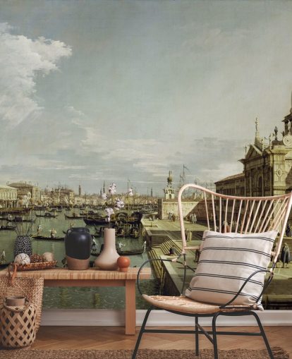 Canaletton taidetaustakuvamaalaus nimeltä Grand Canal (Pyhän sakramentin kirkko)