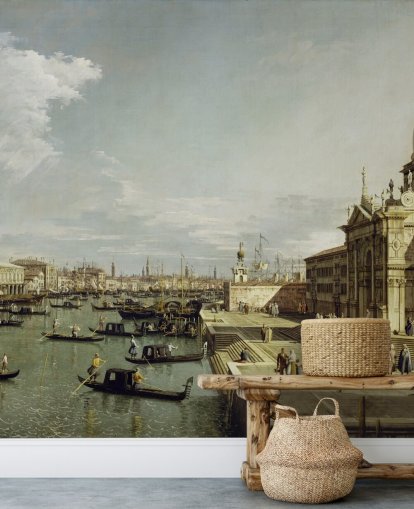 Kunsttapete mit dem Titel Canal Grande (Kirche des Allerheiligsten Sakraments) von Canaletto