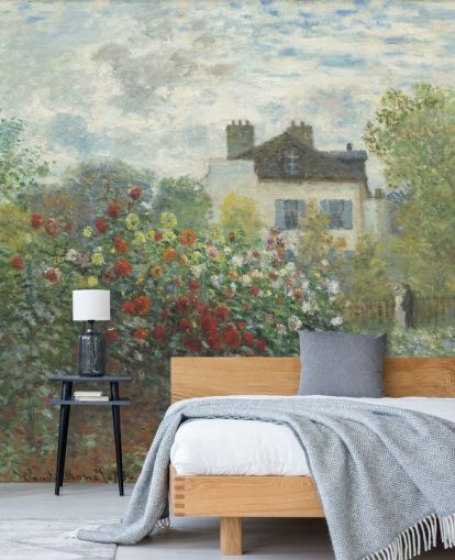 Kunsttapete mit dem Titel The Artist's Garden in Argenteuil von Claude Monet für Wohn- und Esszimmer
