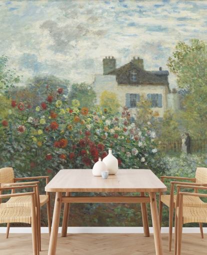 murale d'arte chiamato The Artist's Garden in Argenteuil di Claude Monet per salotti e sale da pranzo