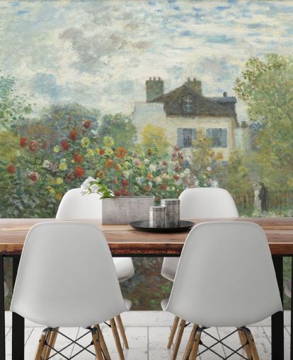 murale d'arte chiamato The Artist's Garden in Argenteuil di Claude Monet per salotti e sale da pranzo