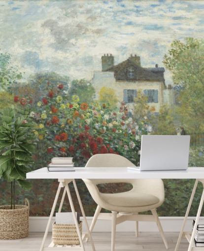 mural de parede de belas artes chamado The Artist's Garden in Argenteuil de Claude Monet para salas de estar e salas de jantar mural de parede de belas artes chamado The Artist's Garden in Argenteuil de Claude Monet para salas de estar e salas de jantar