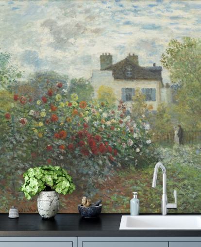 Claude Monet'n taide-seinämaalaus nimeltä Taiteilijan puutarha Argenteuilissa olohuoneisiin ja ruokasaleihin